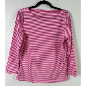 Vineyard Vines Performance Womens Pink White Striped Shirt Women's ‎ Medium EUC